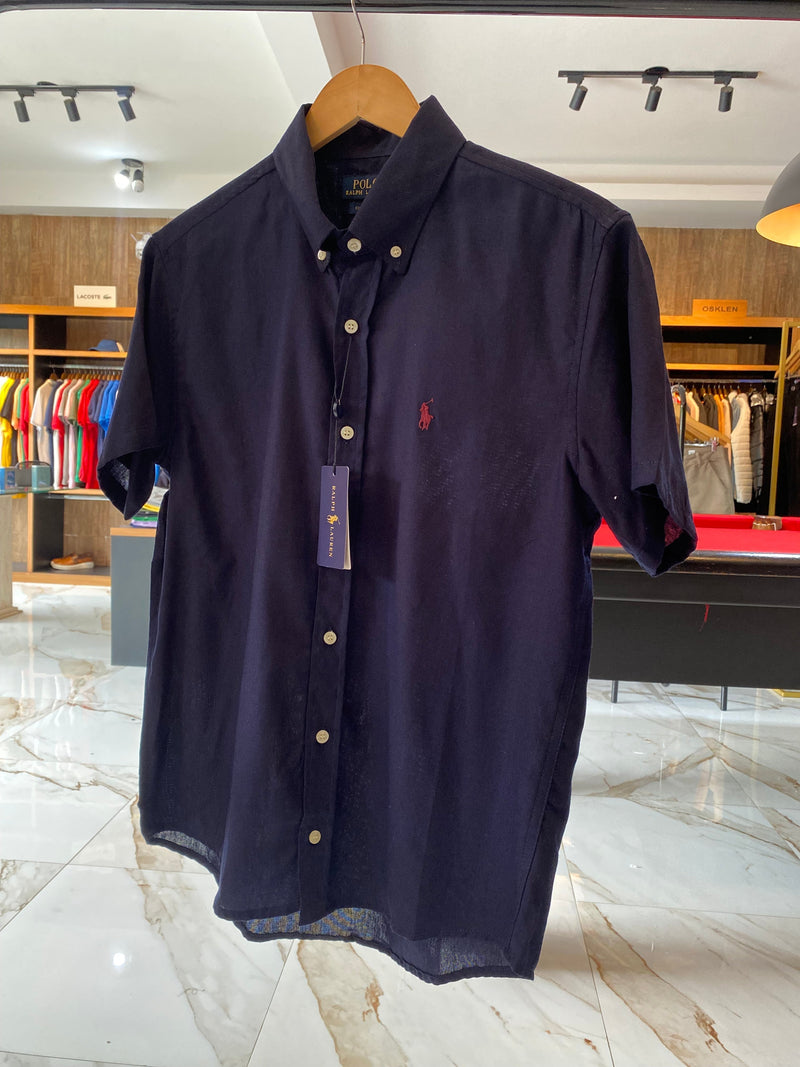 Camisa Ralph Lauren Masculina Linho Azul Marinho